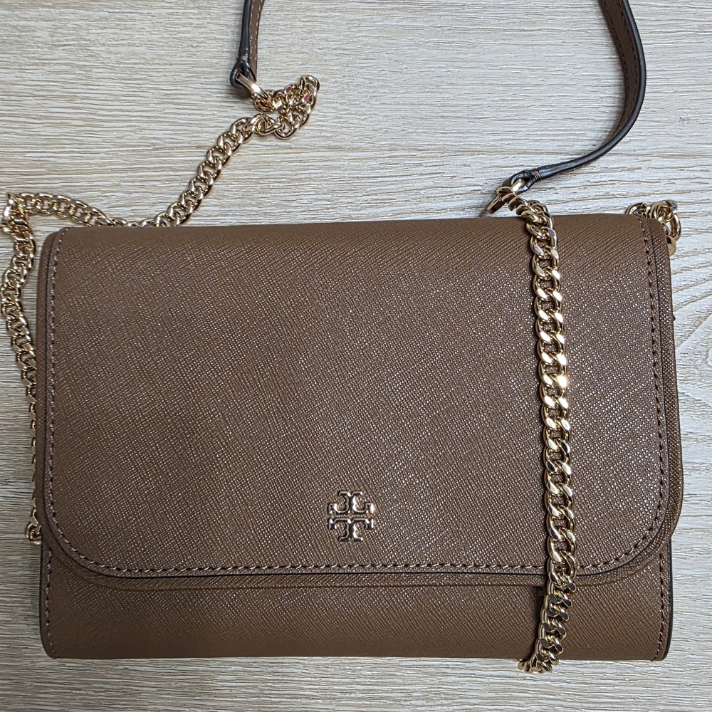 Tory Burch Brown Crossbody Bag with Gold Chain